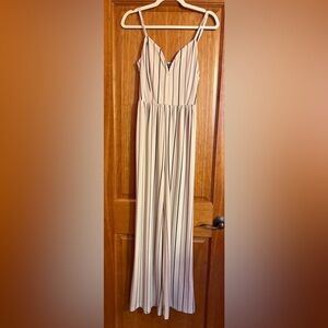 Express Cream and Black Striped Jumpsuit